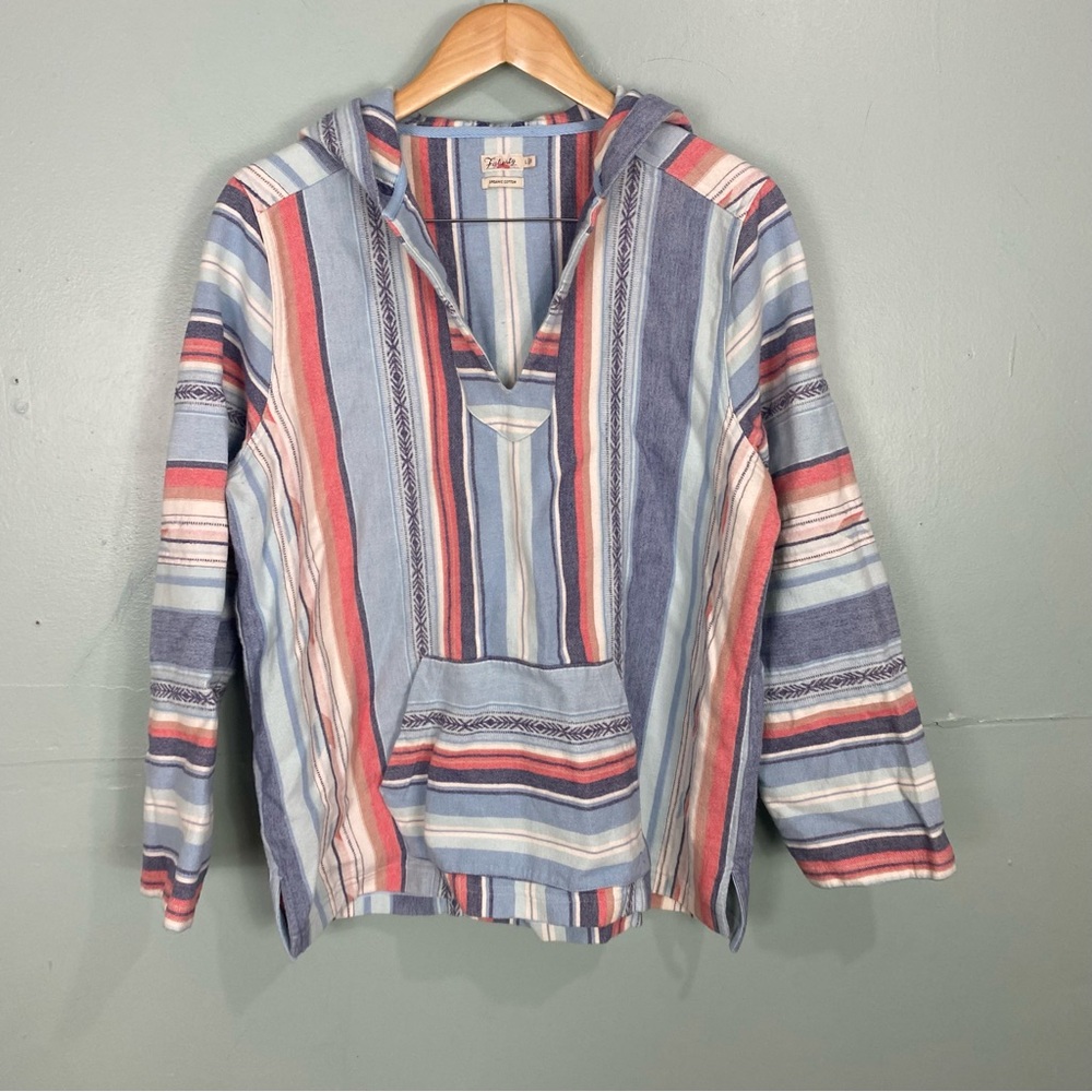 Faherty‎ Baja Poncho Hoodie Sierra Paradise Striped Aztec Pullover Hoodie Sz L
